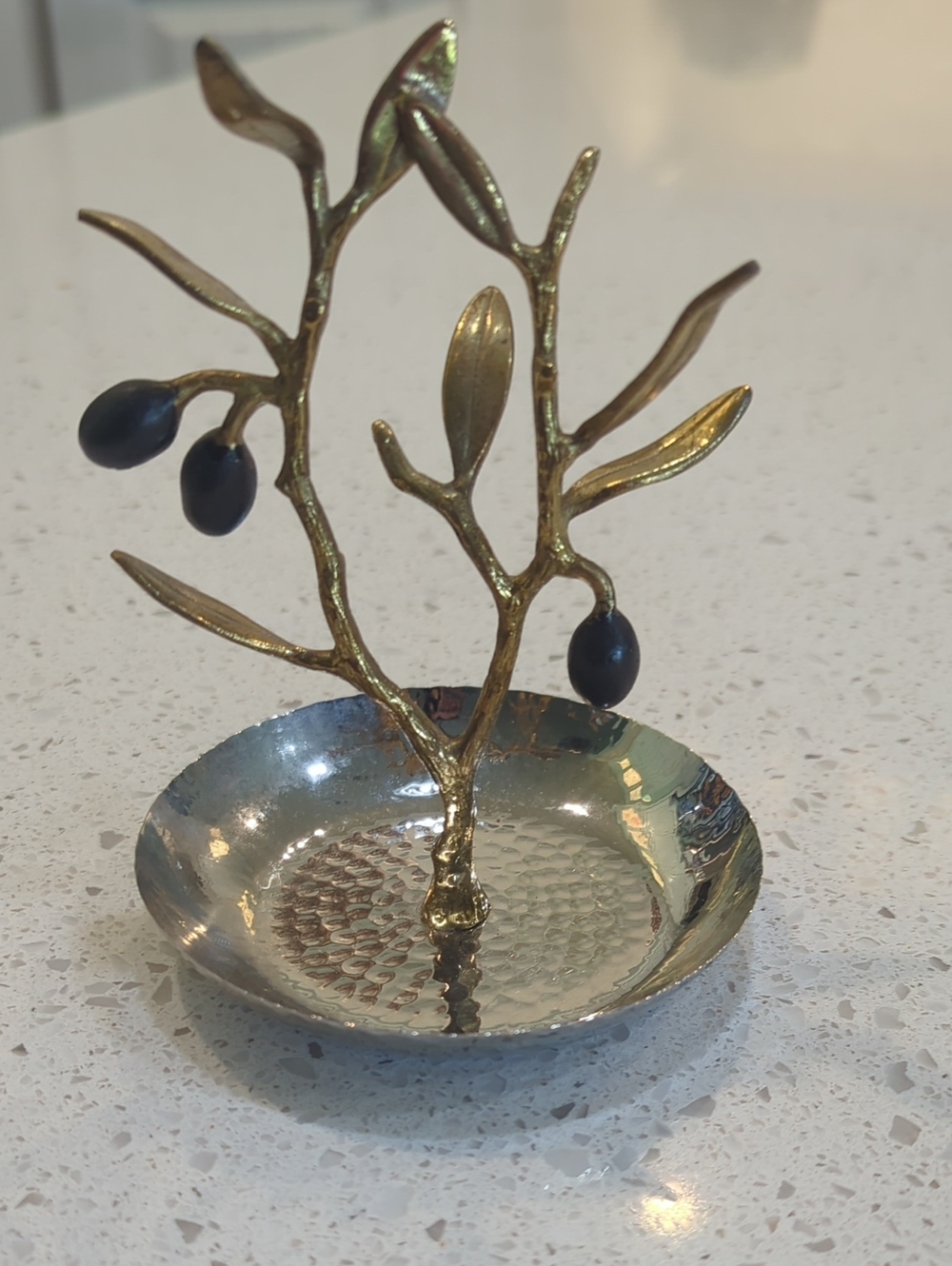 Michael Aram G old Olive Branch Jewelry Dish with Black Olive Accents Plated 24k